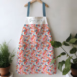 Colourful Floral Personalised Name Apron<br><div class="desc">Painted colourful floral apron with a beautiful script font personalisation.</div>