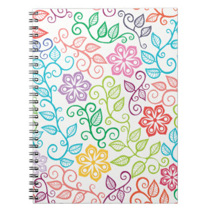 Colourful Floral Personalised Spiral Notebook