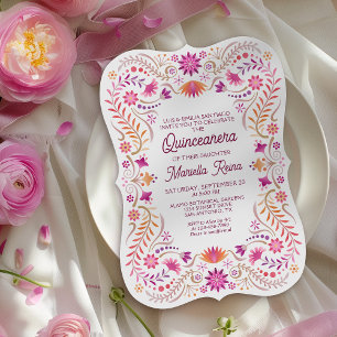 Colourful Floral Photo Quinceanera Invitation