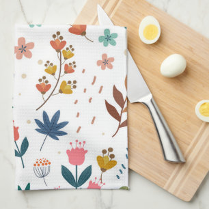 Colourful Floral Print Tea Towel