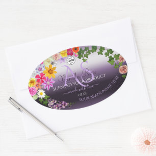 Colourful Floral Purple Product Label Monogram Log