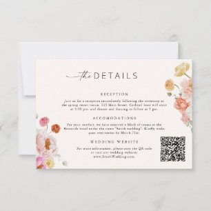 Colourful Floral QR Code Details Wedding Card