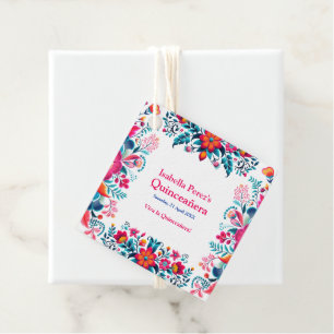 Colourful Floral Quinceanera Mexican Fiesta  Favour Tags