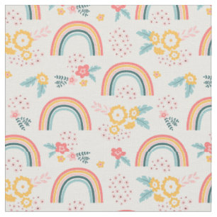 Colourful Floral Rainbow Pattern Fabric