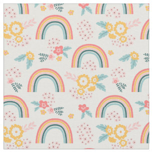 Colourful Floral Rainbow Pattern Fabric