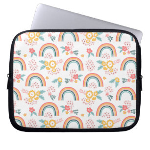 Colourful Floral Rainbow Pattern Laptop Sleeve