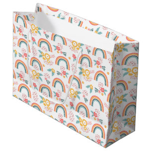 Colourful Floral Rainbow Pattern Large Gift Bag