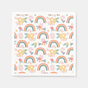 Colourful Floral Rainbow Pattern Napkin