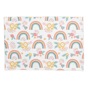 Colourful Floral Rainbow Pattern Pillowcase
