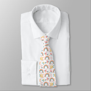 Colourful Floral Rainbow Pattern Tie