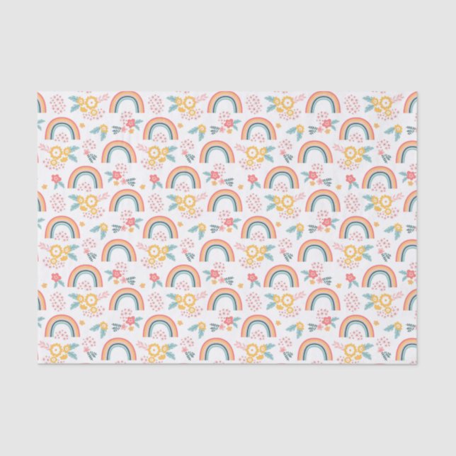 Colourful Floral Rainbow Pattern Tissue Paper (Front)