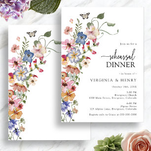 Colourful Floral Rehearsal Dinner Invitation