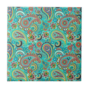 Colourful  Floral Retro Paisley Ceramic Tile