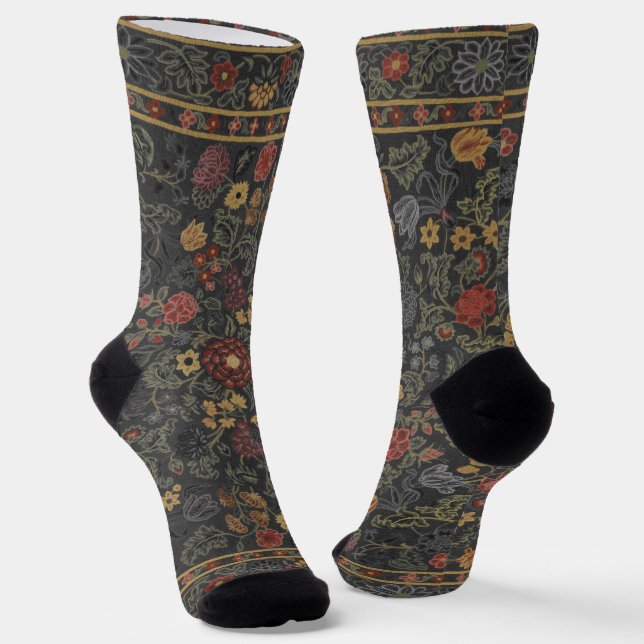 Colourful Floral Rug Pattern Socks (Angled)