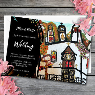 Colourful Floral Rustic Church Mexican Wedding Invitation