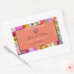 Colourful Floral Salmon Product Labels with Hearts