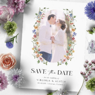Colourful Floral Save The Date Card