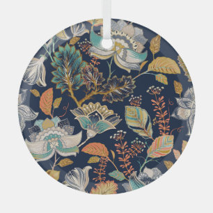 Colourful Floral: Seamless Background Glass Tree Decoration