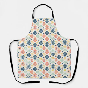 Colourful Floral Seamless in Blue, Pink, and Yello Apron