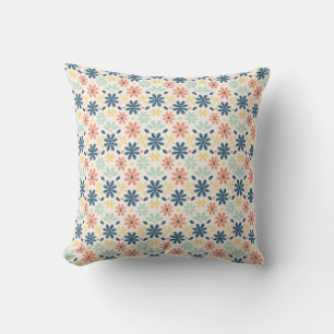 Colourful Floral Seamless in Blue, Pink, and Yello Cushion