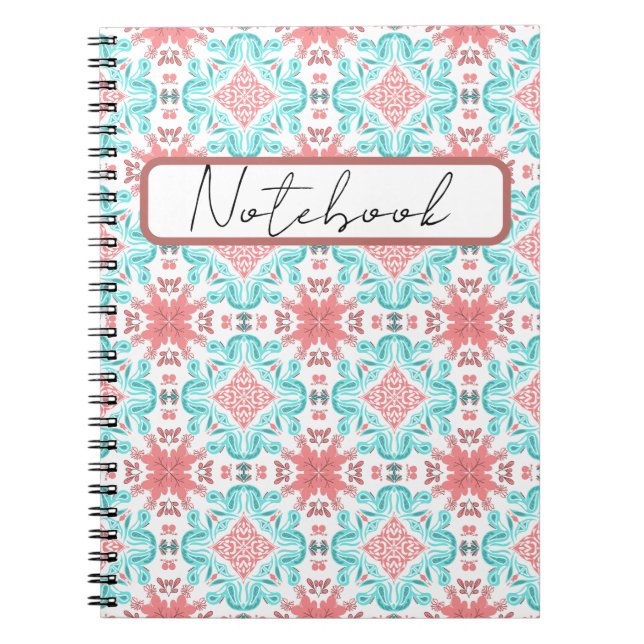 Colourful Floral Seamless Pattern Art Design Notebook (Front)