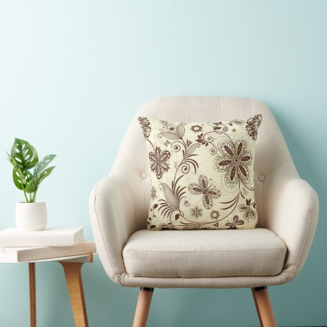Colourful Floral Seamless Pattern Cushion (Chair)