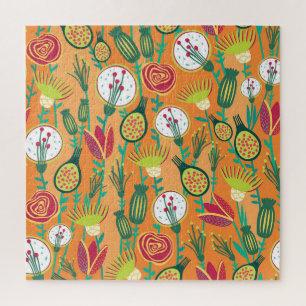 Colourful Floral Seamless Pattern Design Jigsaw Puzzle