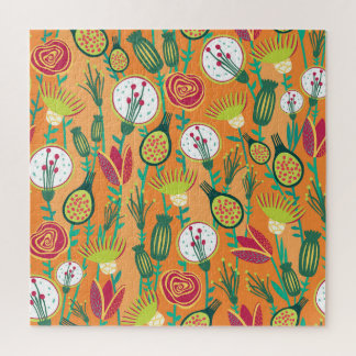 Colourful Floral Seamless Pattern Design Jigsaw Puzzle