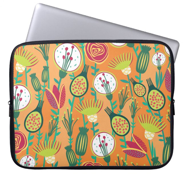 Colourful Floral Seamless Pattern Design Laptop Sleeve (Front)