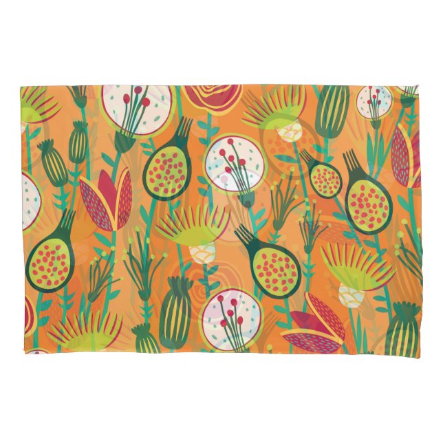 Colourful Floral Seamless Pattern Design Pillowcase (Front)