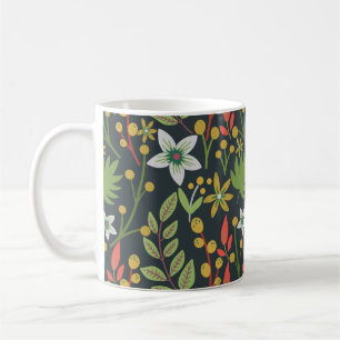 Colourful floral seamless pattern flowers and leav coffee mug