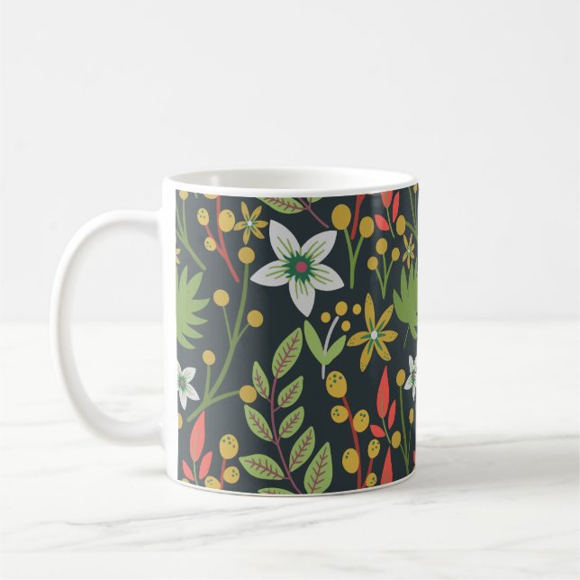 Colourful floral seamless pattern flowers and leav coffee mug (Left)