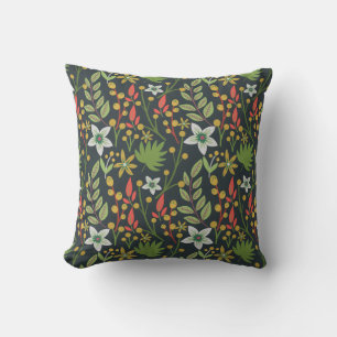 Colourful floral seamless pattern flowers and leav cushion