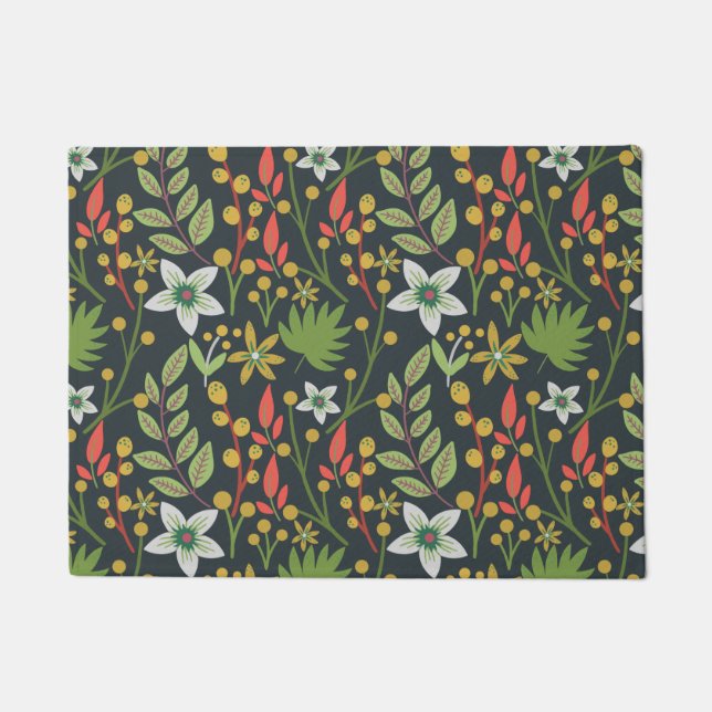 Colourful floral seamless pattern flowers and leav doormat (Front)