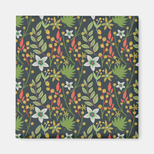 Colourful floral seamless pattern flowers and leav magnet