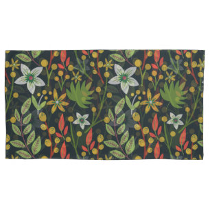 Colourful floral seamless pattern flowers and leav pillowcase
