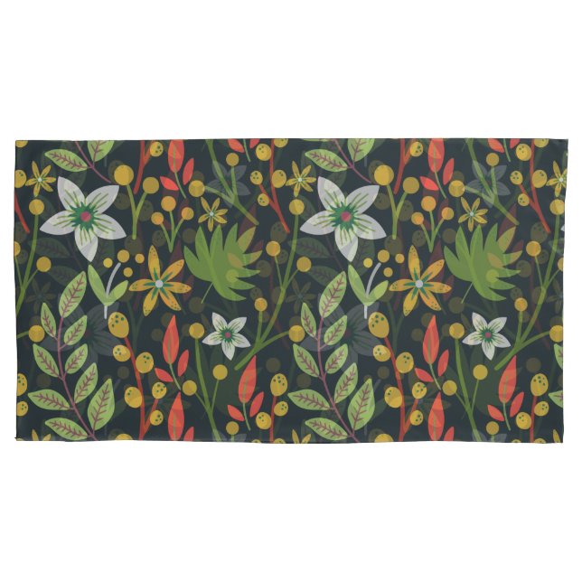 Colourful floral seamless pattern flowers and leav pillowcase (Front-Left)