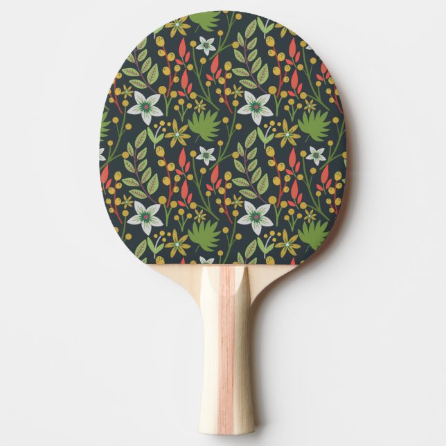 Colourful floral seamless pattern flowers and leav ping pong paddle (Front)