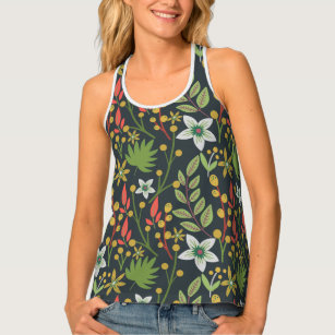 Colourful floral seamless pattern flowers and leav singlet