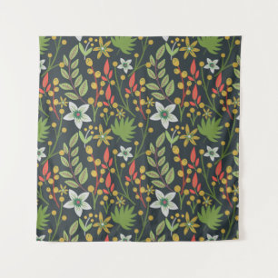 Colourful floral seamless pattern flowers and leav tapestry