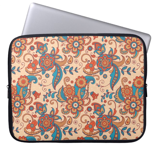 Colourful floral seamless pattern laptop sleeve (Front)