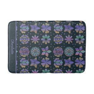 Colourful floral seamless pattern personalised nam bath mat