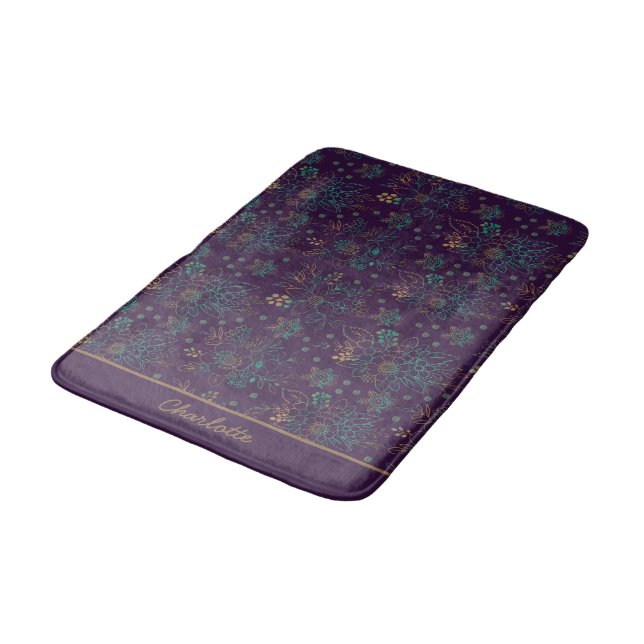 Colourful floral seamless pattern personalised nam bath mat (Angled)