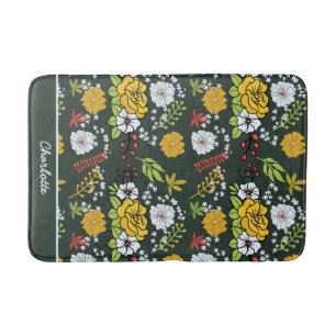 Colourful floral seamless pattern personalised nam bath mat