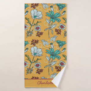 Colourful floral seamless pattern personalised nam bath towel