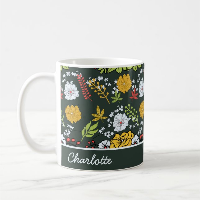 Colourful floral seamless pattern personalised nam coffee mug (Left)