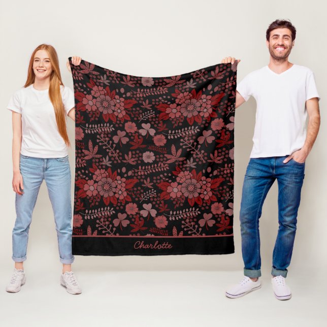 Colourful floral seamless pattern personalised nam fleece blanket (In Situ)