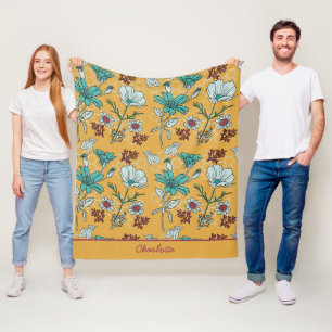 Colourful floral seamless pattern personalised nam fleece blanket
