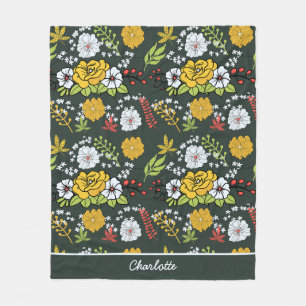 Colourful floral seamless pattern personalised nam fleece blanket