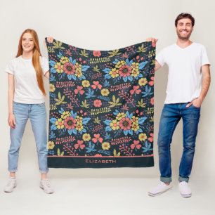 Colourful floral seamless pattern personalised nam fleece blanket